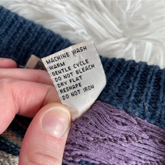 VIntage 90's Chunky Knit Textured Slouchy Striped Cardigan - Picture 5 of 9